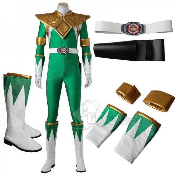 Kids Power Rangers Green Ranger Zentai Jumpsuit Mask Cosplay Costume